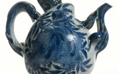 A Chinese Blue and White Peach Form Wine Pot
