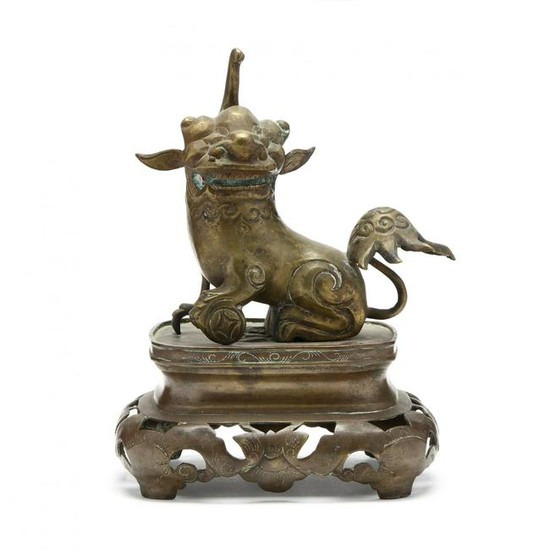 A Chinese Bronze Pi Yao Sculpture