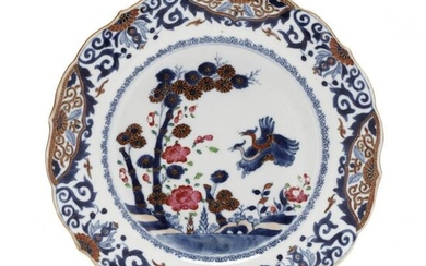 A Chinese Export Porcelain Bamboo and Flora Plate