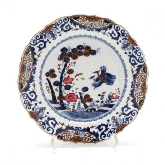 A Chinese Export Porcelain Bamboo and Flora Plate