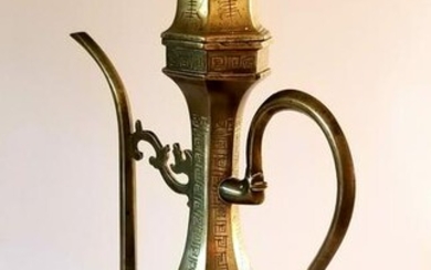 A Chinese Islamic-Market Hexogonal Bronze Ewer