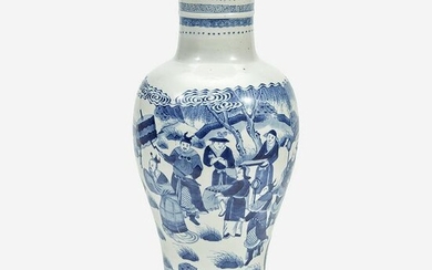A Chinese blue and white porcelain tall baluster vase