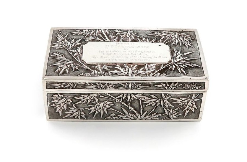 A Chinese silver box, by Wang Hing, rectangular...