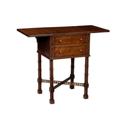 A Chippendale style mahogany two-drawer small Pembroke table...