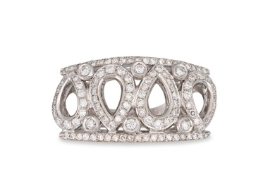 A DIAMOND CLUSTER RING, pavé set pear shaped diamond panels ...