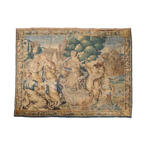 A Flemish woven wool figural tapestry