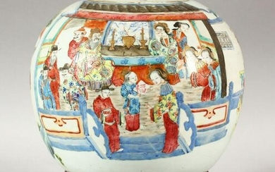 A GOOD CHINESE FAMILLE ROSE PORCELAIN JAR AND COVER on