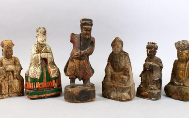 A GOOD MIXED LOT OF EARLY CHINESE CARVED WOODEN