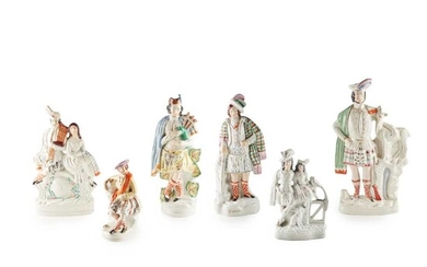 A GROUP OF SCOTTISH SUBJECT STAFFORDSHIRE FIGURES 19TH CENTURY