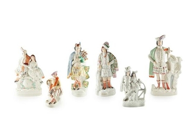A GROUP OF SCOTTISH SUBJECT STAFFORDSHIRE FIGURES 19TH