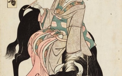 A GROUP OF SEVEN MIXED PRINTS INCLUDING KATSUKAWA SHUN'EI (1762–1819), EDO PERIOD, LATE 18TH–19TH CENTURY, THE SUMO WRESTLERS ONOGAWA KISABURO