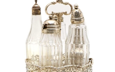 A George III and later silver cruet set