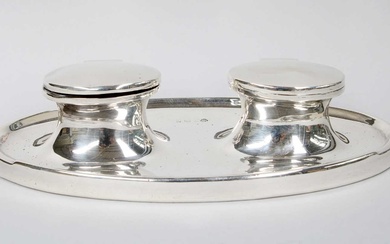 A George V Silver Two-Bottle Inkstand, Maker's Mark TWL and...