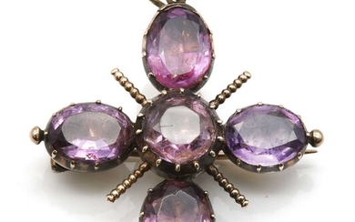 A Georgian foiled amethyst and paste cruciform brooch/pendant