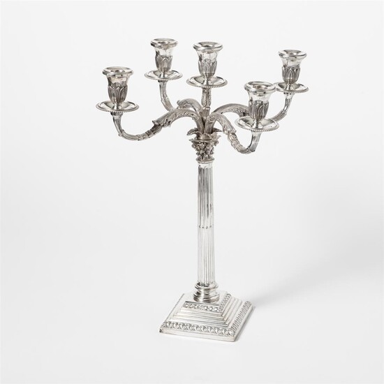 (-), A German silver five-light candelabrum Struck '800'...