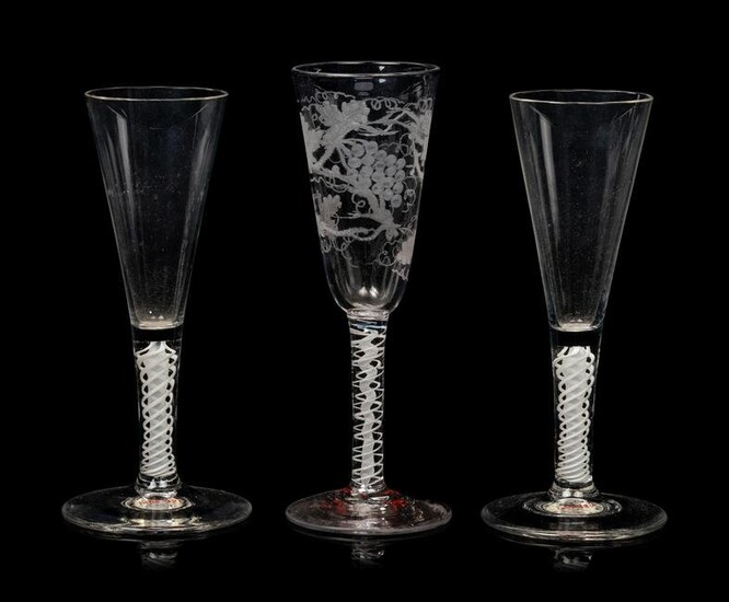 A Group of Three English Glass Ale Stems