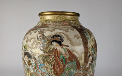 A Japanese Satsuma style earthenware vase, Meiji Period