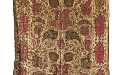 A LARGE OTTOMAN EMBROIDERED HANGING PANEL 19TH CENTURY