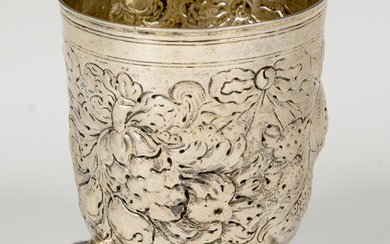 A LARGE SILVER FOOTED BEAKER BY GEORG DANIEL DURSCH....