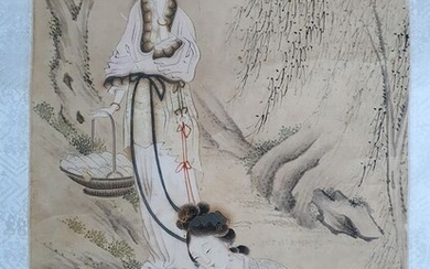 A Large Scroll Painting with Beauties, Signed and Seals - Paper - China - Qing Dynasty (1644-1911)