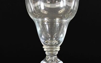 A Large Wine Glass, circa 1710, the ogee bowl on...