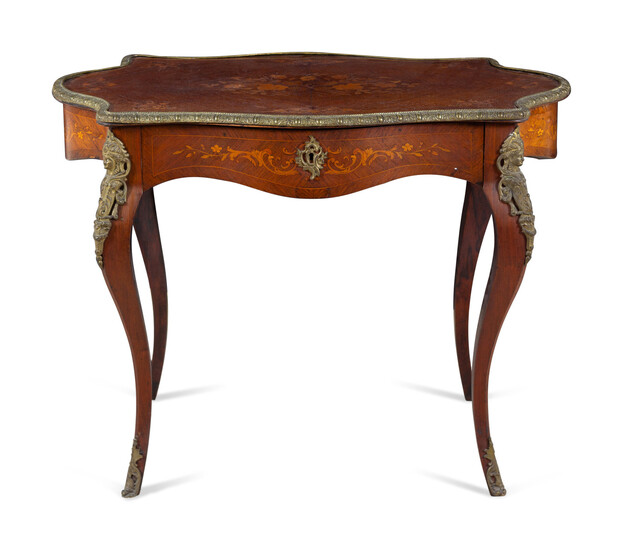 A Louis XV Style Bronze Mounted Marquetry Table à Écrire