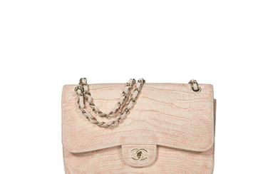 A MATTE PINK ALLIGATOR JUMBO CLASSIC DOUBLE FLAP BAG WITH ROSE GOLD HARDWARE CHANEL, CIRCA 2013