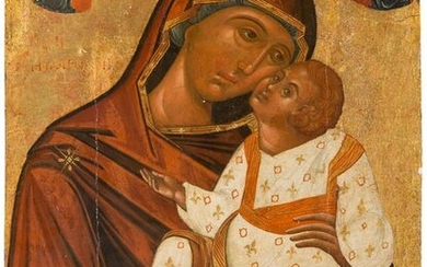 A MONUMENTAL ICON SHOWING THE SWEET-KISSING MOTHER OF