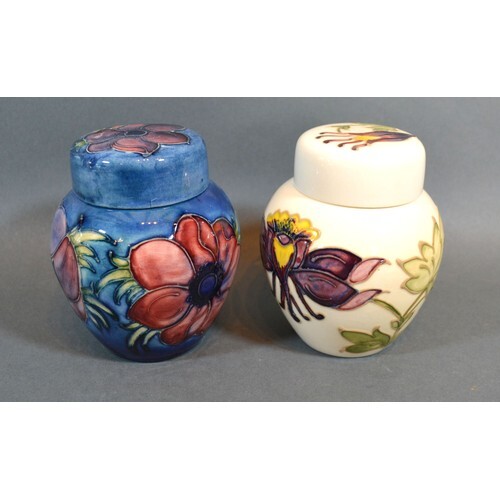 A Moorcroft Tube-lined Ginger Jar with Blue Ground 11cm tall...