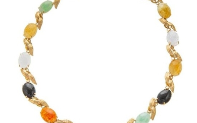 A Multi-Color Jade Necklace in 14K