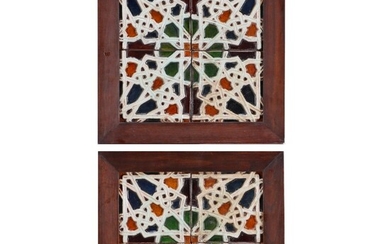 A PAIR OF PANELS WITH TILES