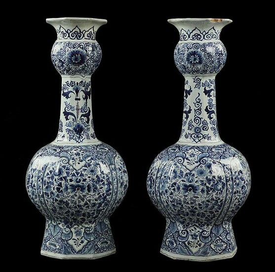 A Pair of 19th Century Deflt Vases.