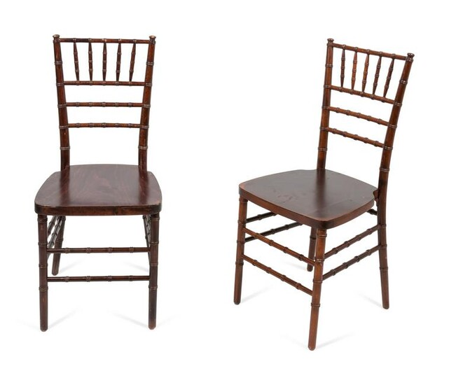 A Pair of French Mahogany Ballroom Chairs Height 36 x