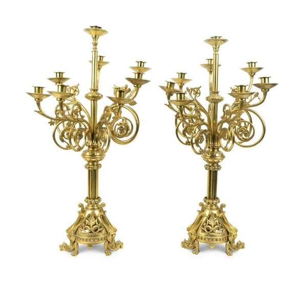 A Pair of Louis XVI Style Gilt Metal Eight-Light