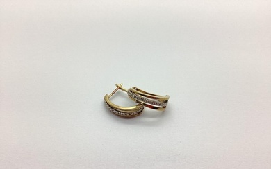 A Pair of Modern 9ct Gold Diamond Set Earrings, line set thr...