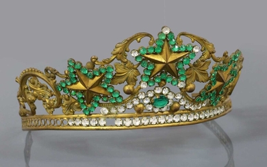 A Regency gilt metal, green and colourless paste tiara, c.1810-1820