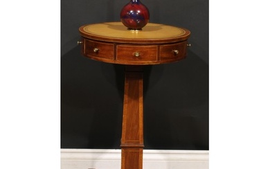 A Regency mahogany pedestal drum table, of small and neat pr...