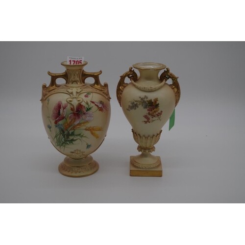 A Royal Worcester blush ivory vase, painted floral decoratio...