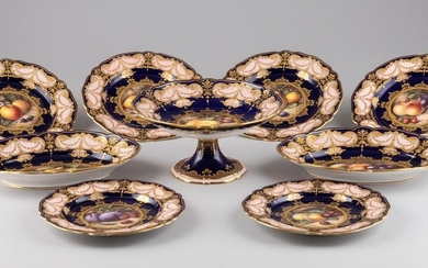 A Royal Worcester part dessert service painted with fruit