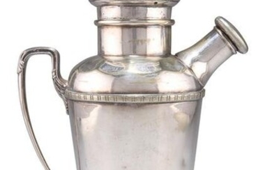 A SILVER-PLATED COCKTAIL SHAKER, by Adie Brothers, of