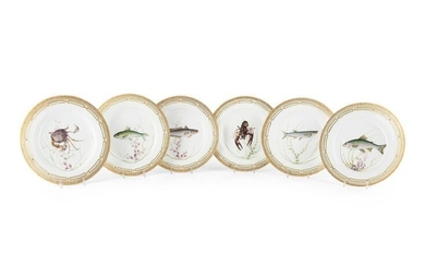 A Set of Twelve Royal Copenhagen Porcelain Plates