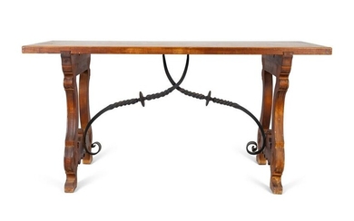A Spanish Colonial Style Walnut Trestle Table with