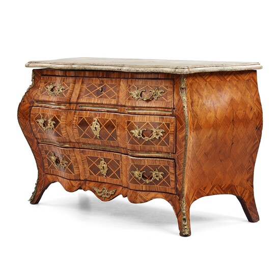 A Swedish Rococo 18th century commode presumably by Christian Linning, master 1744-1779.