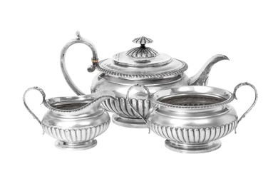 A Three-Piece George IV Silver Tea-Service by Joseph Angell, London, 1821