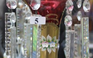 A VENETIAN RUBY GLASS AND GILT LUSTRE