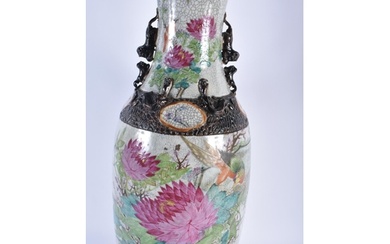 A VERY LARGE 19TH CENTURY CHINESE CRACKLE GLAZED PORCELAIN V...