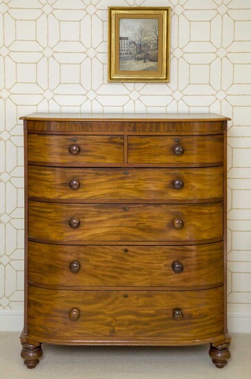 A Victorian Mahogany Bowfront Chest of Drawers, mid 19th century