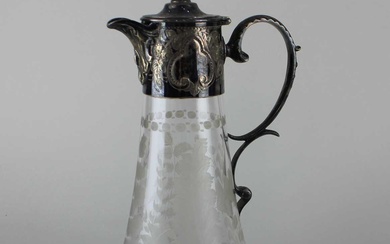 A Victorian etched glass claret jug