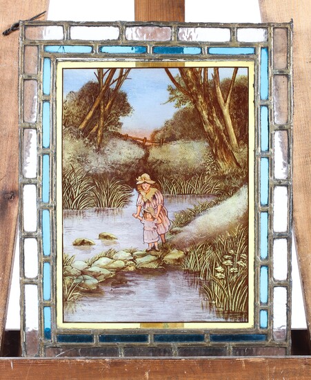 A Victorian stained glass panel, of rectangular form