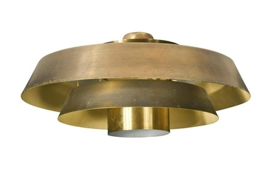 A brass ceiling light in the manner of Louis Poulsen